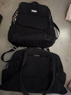 Vera Bradley Black Quilted Backpack & Diaper bag